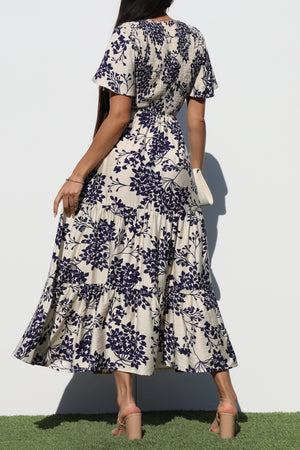 DD6880, SMOCKED TOP WOVEN MIDI DRESS