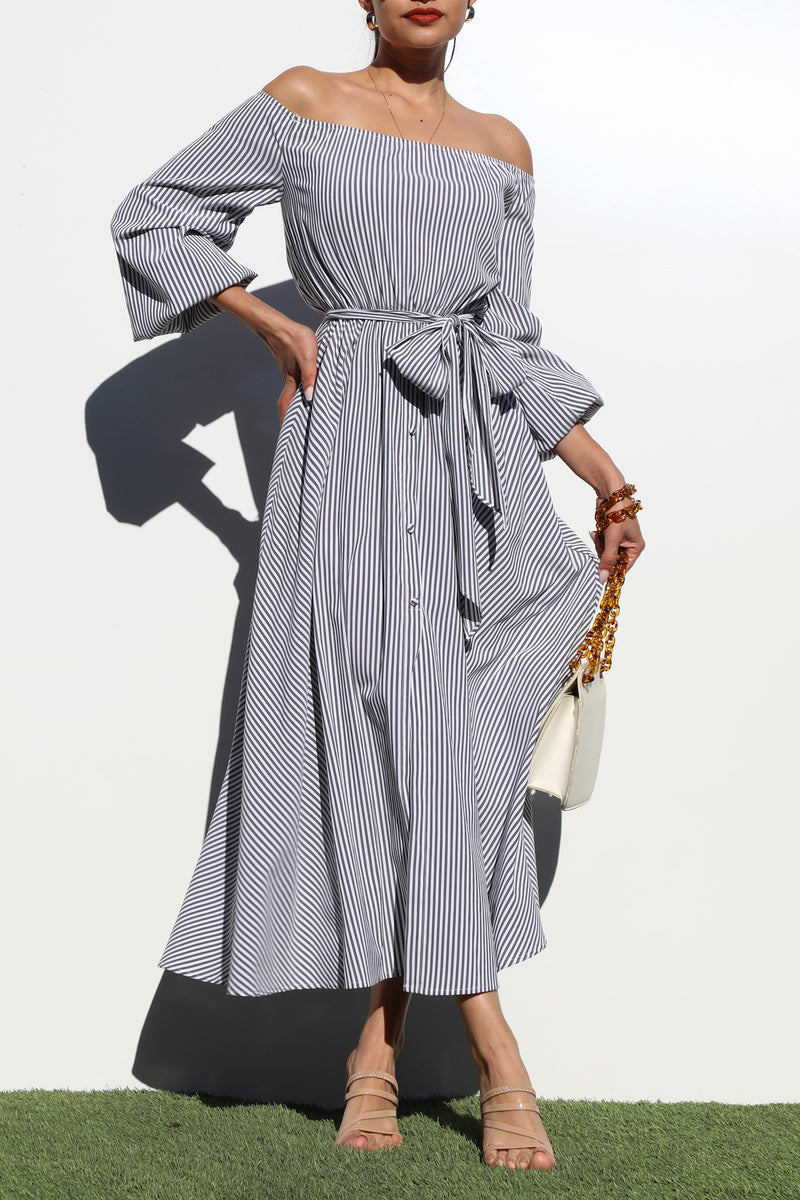 DD3308, OFF SHOULDER WOVEN DRESS