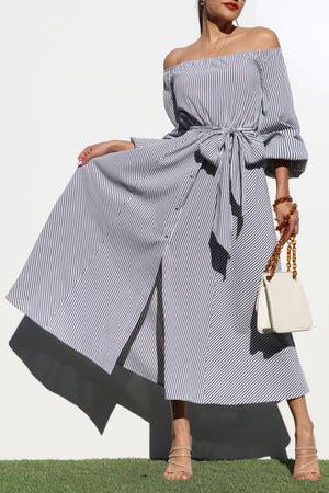 DD3308, OFF SHOULDER WOVEN DRESS