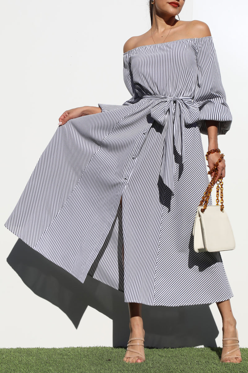 DD3308, OFF SHOULDER WOVEN DRESS