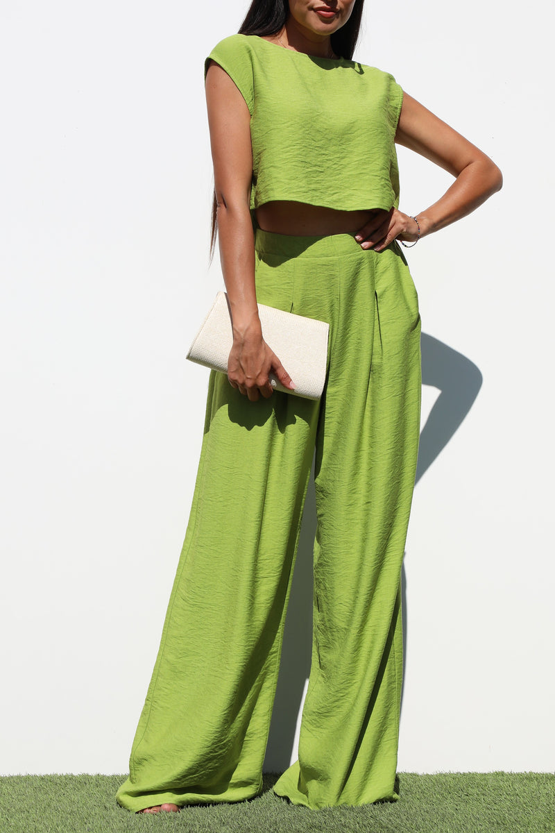 DD6886, LOOSE FIT WOVEN TOP & PANTS SET