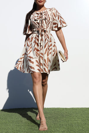 DD6936, SMOCKED TOP WOVEN MINI DRESS