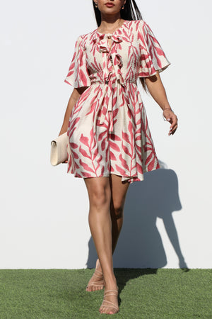 DD6936, SMOCKED TOP WOVEN MINI DRESS