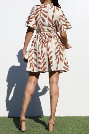 DD6936, SMOCKED TOP WOVEN MINI DRESS