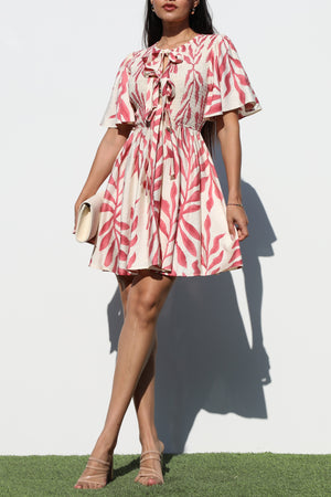 DD6936, SMOCKED TOP WOVEN MINI DRESS