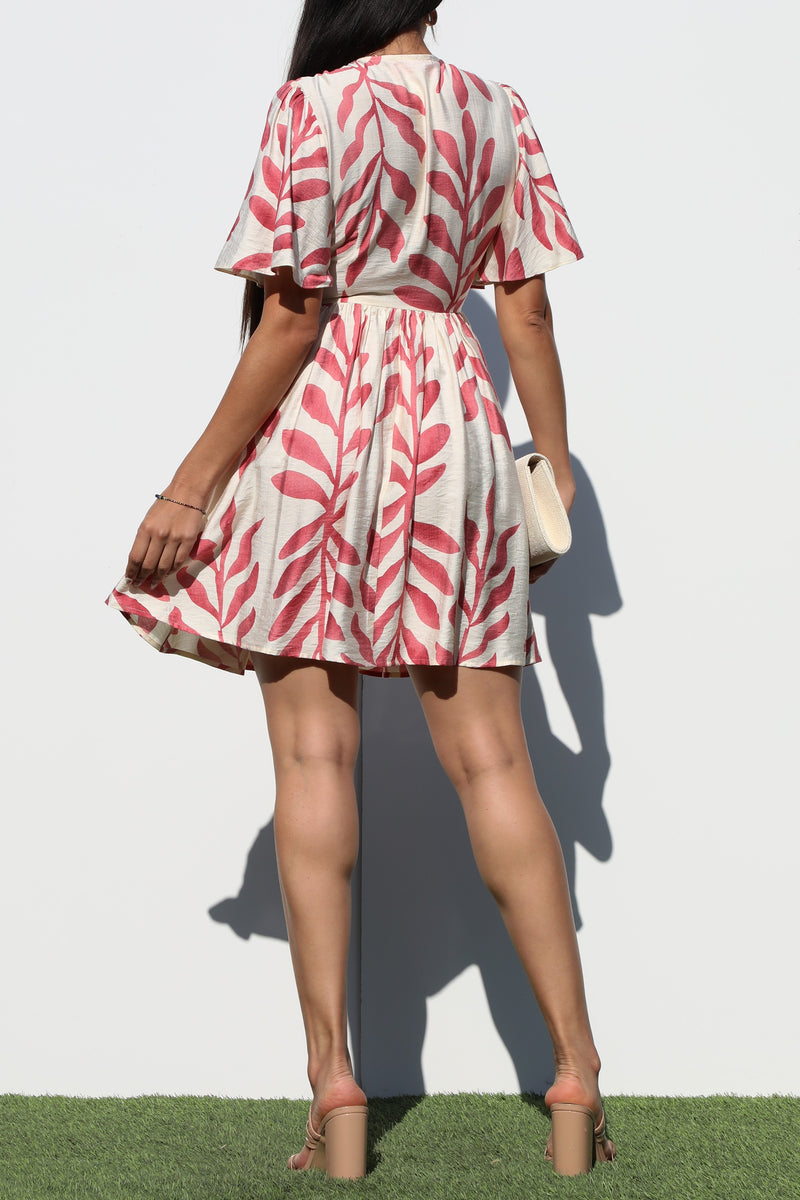 DD6936, SMOCKED TOP WOVEN MINI DRESS