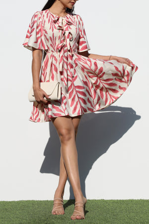 DD6936, SMOCKED TOP WOVEN MINI DRESS