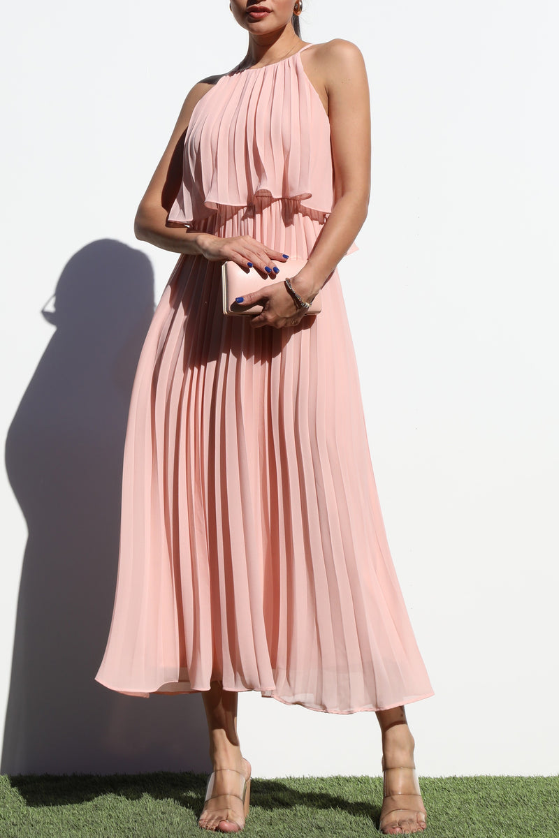 DD7021, PLEATED WOVEN MIDI DRESS