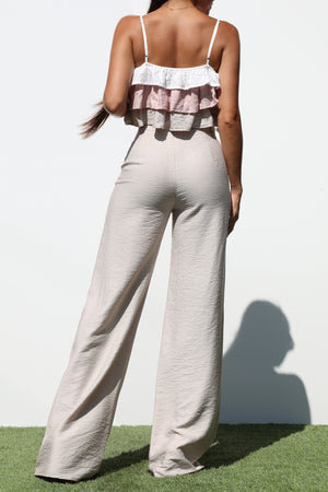 DD6858, RUFFLED WOVEN TOP AND PANTS