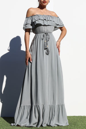 DD1017, OFF SHOULDER WOVEN  MAXI DRESS