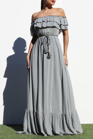 DD1017, OFF SHOULDER WOVEN  MAXI DRESS