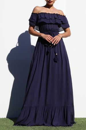 DD1017, OFF SHOULDER WOVEN  MAXI DRESS