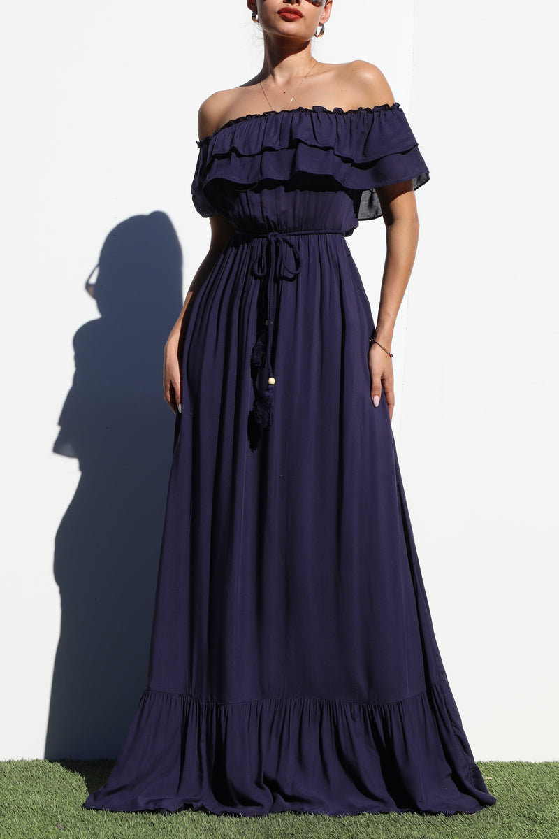 DD1017, OFF SHOULDER WOVEN  MAXI DRESS