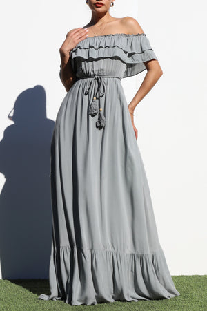 DD1017, OFF SHOULDER WOVEN  MAXI DRESS