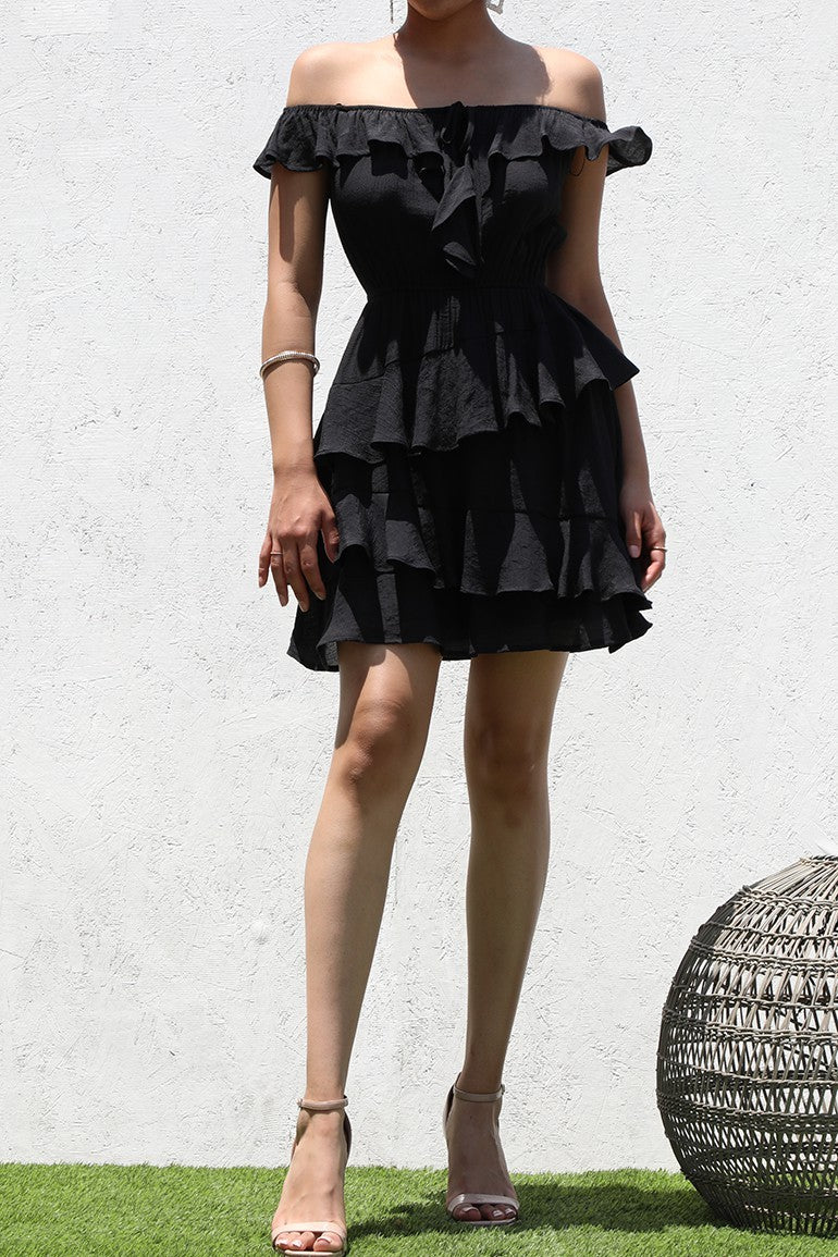 DD4495, OFF SHOULDER WOVEN MINI DRESS