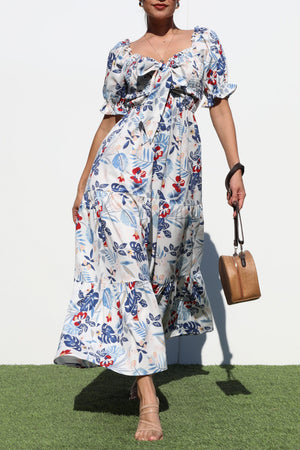 DD7151, SMOCKED TOP WOVEN MIDI DRESS