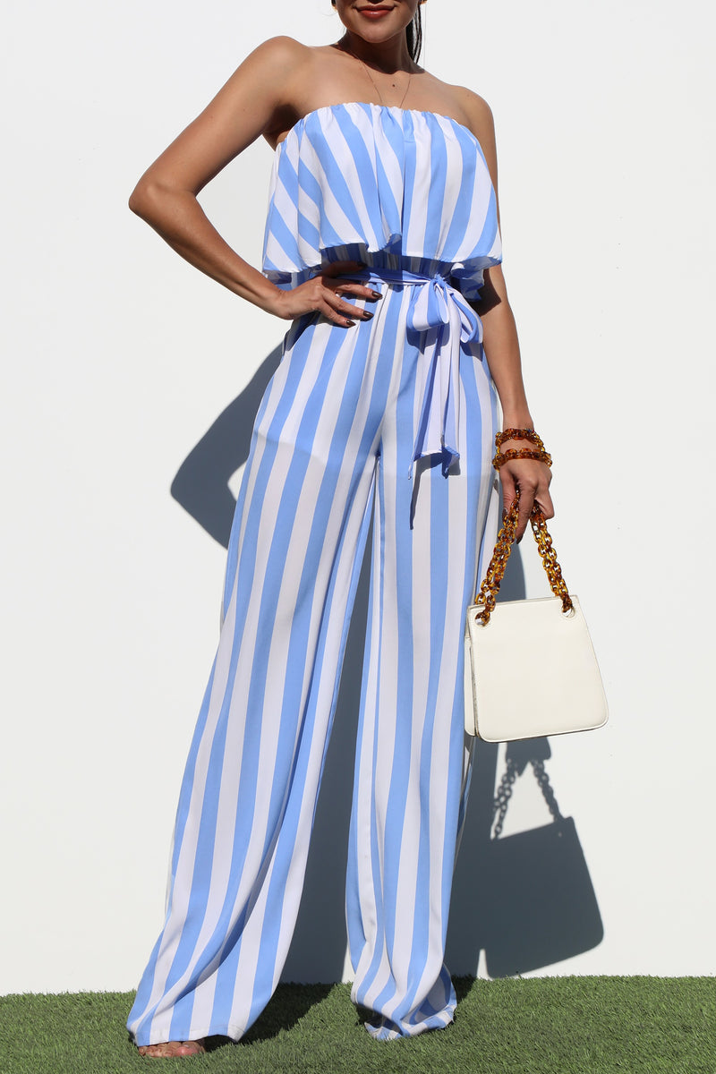 DD4347, STRIPED RUFFLED TUBE WOVEN JUM