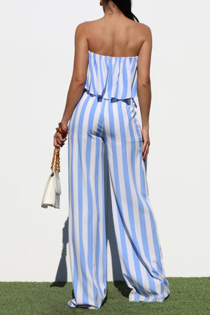 DD4347, STRIPED RUFFLED TUBE WOVEN JUM