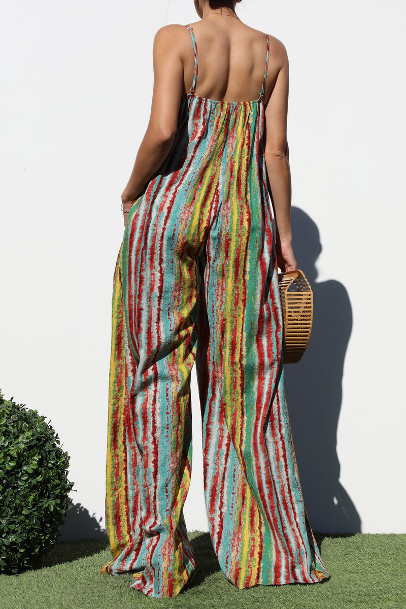 DD7128, CAMI LOOSE FIT PRINTED JUMPSUIT