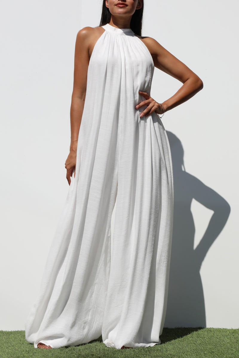 DD6971, MOCK NECK LOOSE FIT WOVEN JUMPSUIT