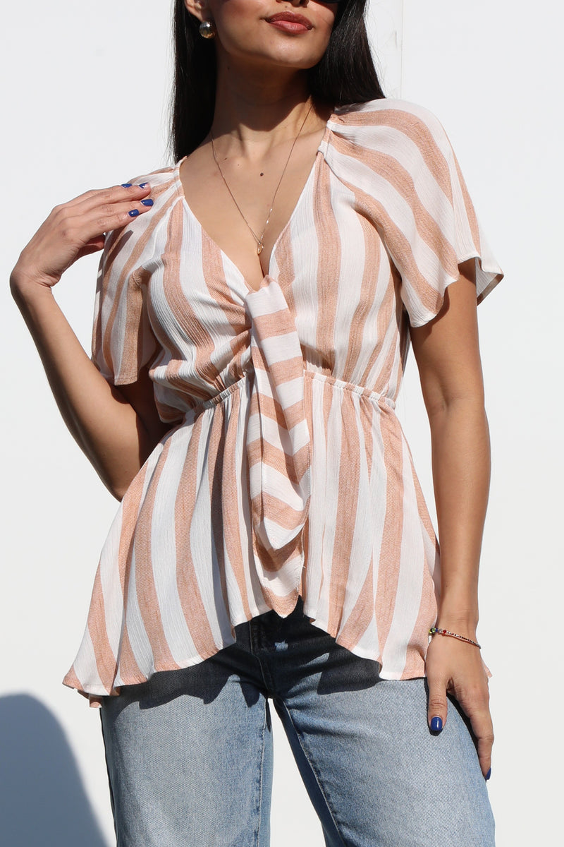 DD4195, FRT TIE WOVEN TOP