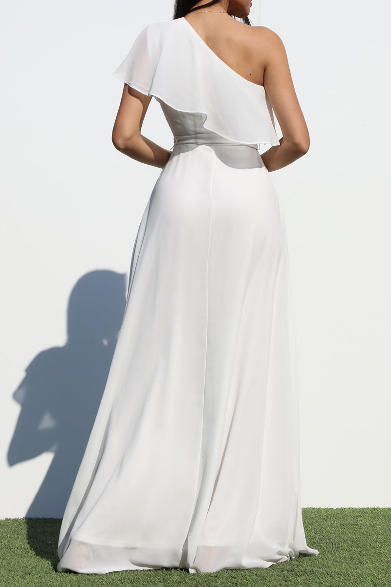 DD4191, ONE SHOULDER WOVEN MAXI DRESS
