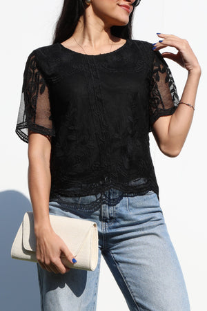 DD4365, ROUND NECK LACE TOP