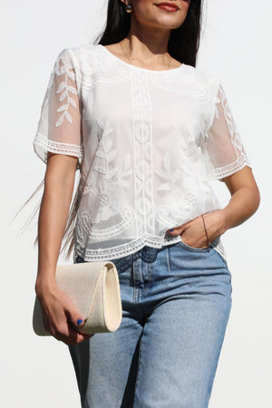 DD4365, ROUND NECK LACE TOP