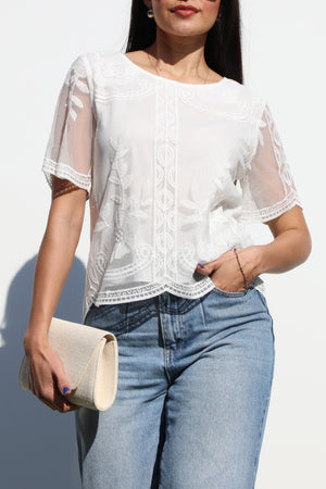 DD4365, ROUND NECK LACE TOP
