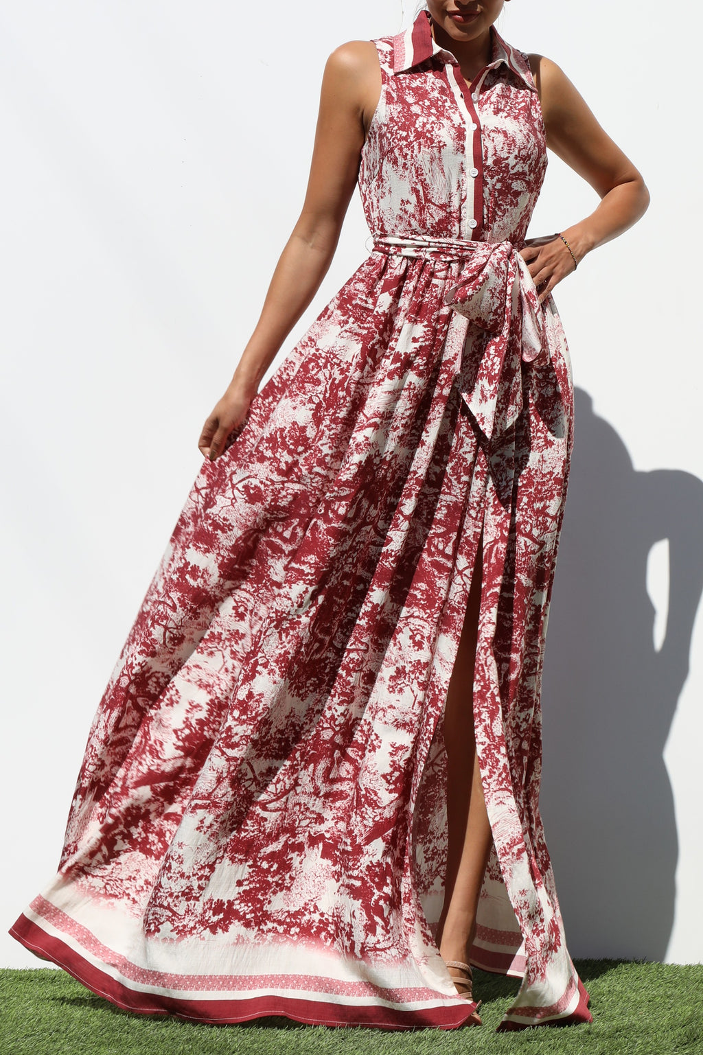DD7045, BUTTON DOWN SHIRT WOVEN MAXI DRESS