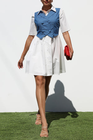 DD7240, VEST WOVEN MINI DRESS
