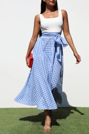 DD7141, SQUARE NECK PLAID MIDI DRESSES