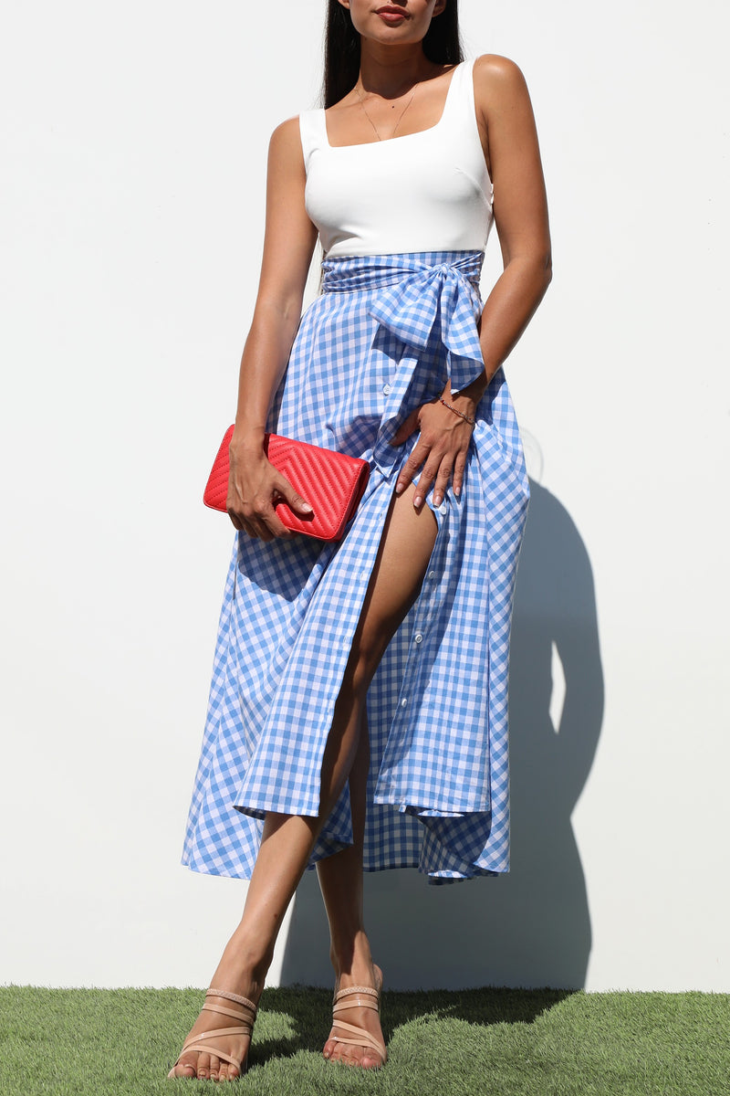 DD7141, SQUARE NECK PLAID MIDI DRESSES