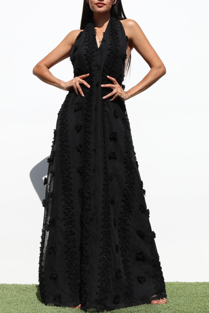 DD7144, HALTER NECK WOVEN MAXI DRESSES