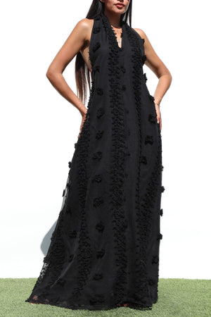 DD7144, HALTER NECK WOVEN MAXI DRESSES