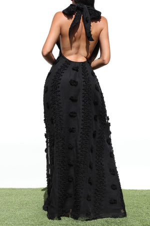 DD7144, HALTER NECK WOVEN MAXI DRESSES