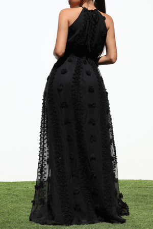 DD7145, HALTER NECK WOVEN MAXI DRESS