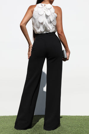 DD7133, LACE SLEEVE WOVEN JUMPSUIT
