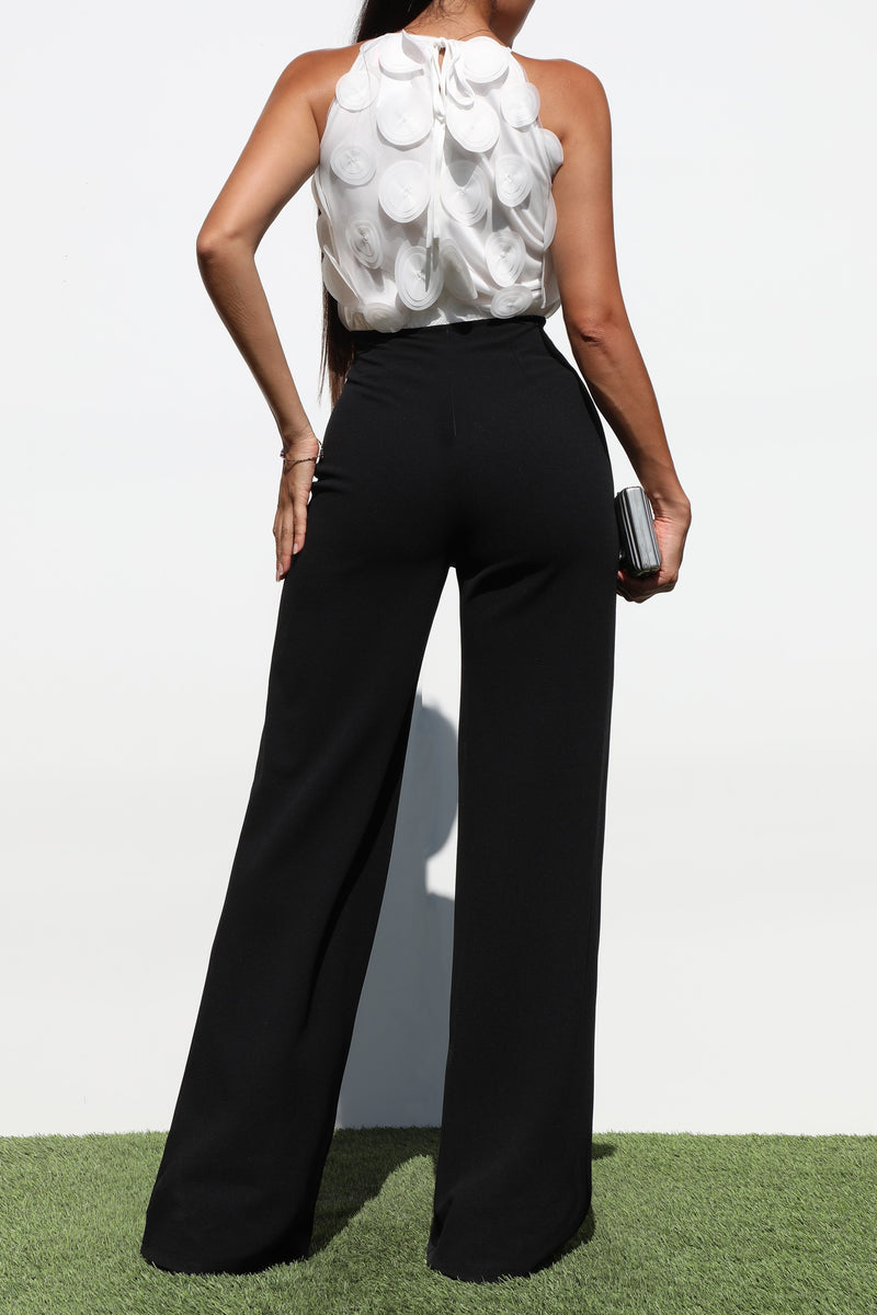 DD7133, LACE SLEEVE WOVEN JUMPSUIT