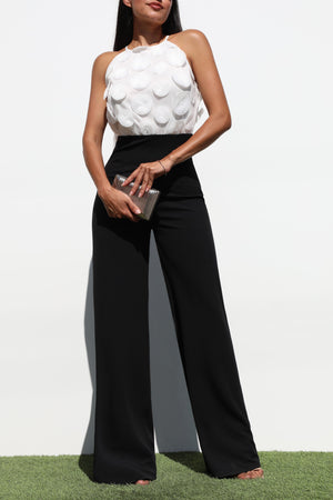 DD7133, LACE SLEEVE WOVEN JUMPSUIT