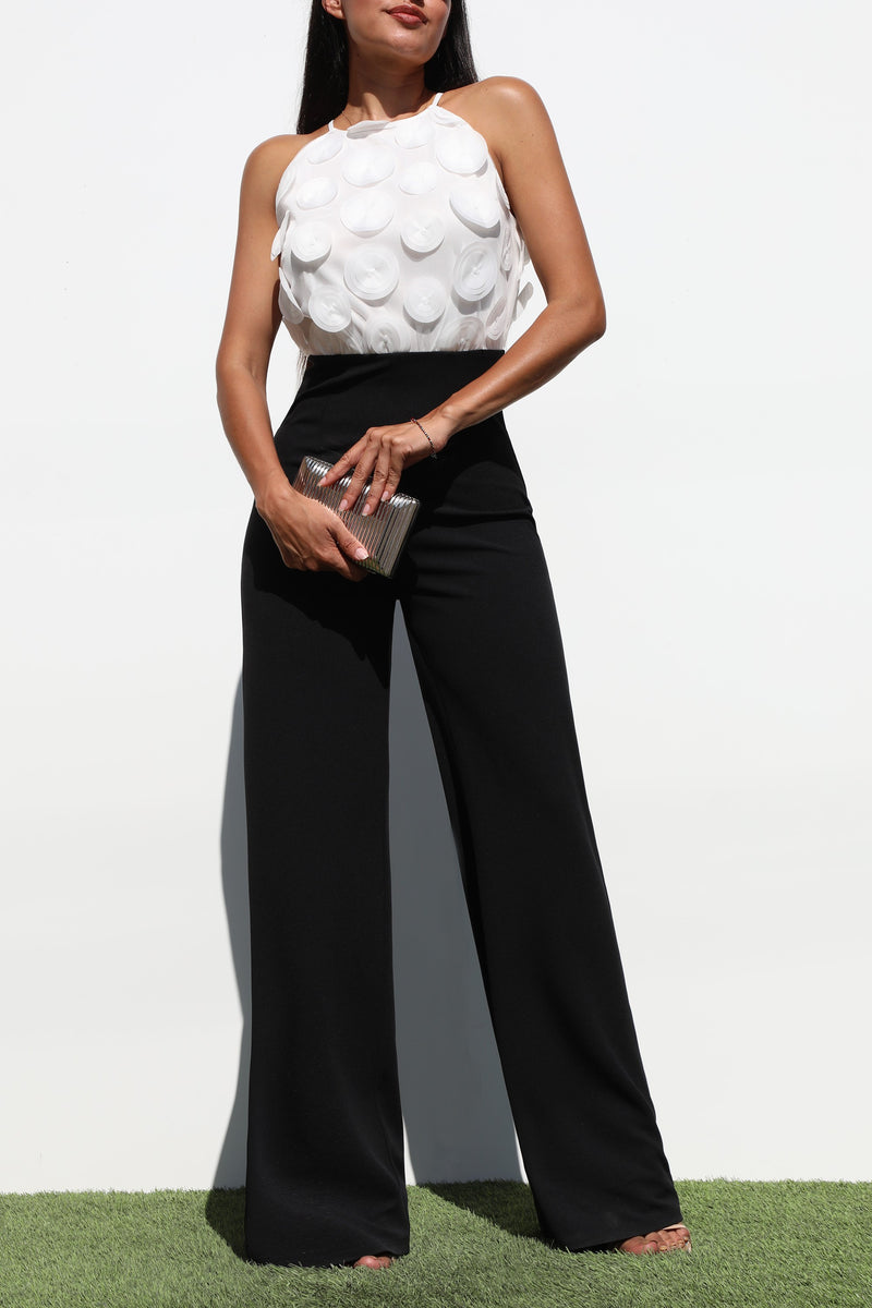 DD7133, LACE SLEEVE WOVEN JUMPSUIT