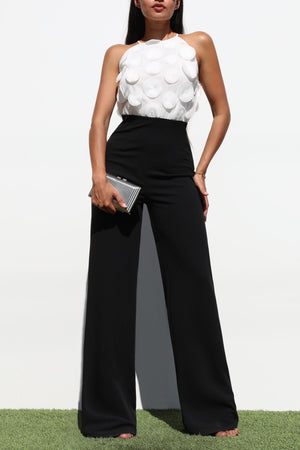 DD7133, LACE SLEEVE WOVEN JUMPSUIT
