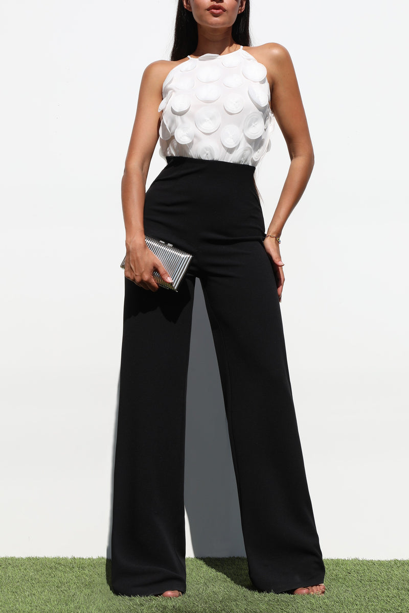 DD7133, LACE SLEEVE WOVEN JUMPSUIT