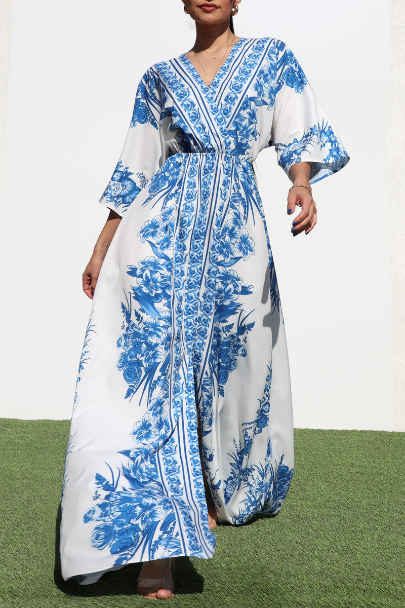 DD6942, PRINTED LOOSE FIT WOVEN MAXI DRESS