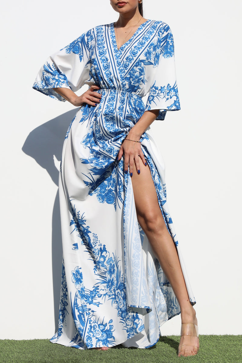 DD6942, PRINTED LOOSE FIT WOVEN MAXI DRESS