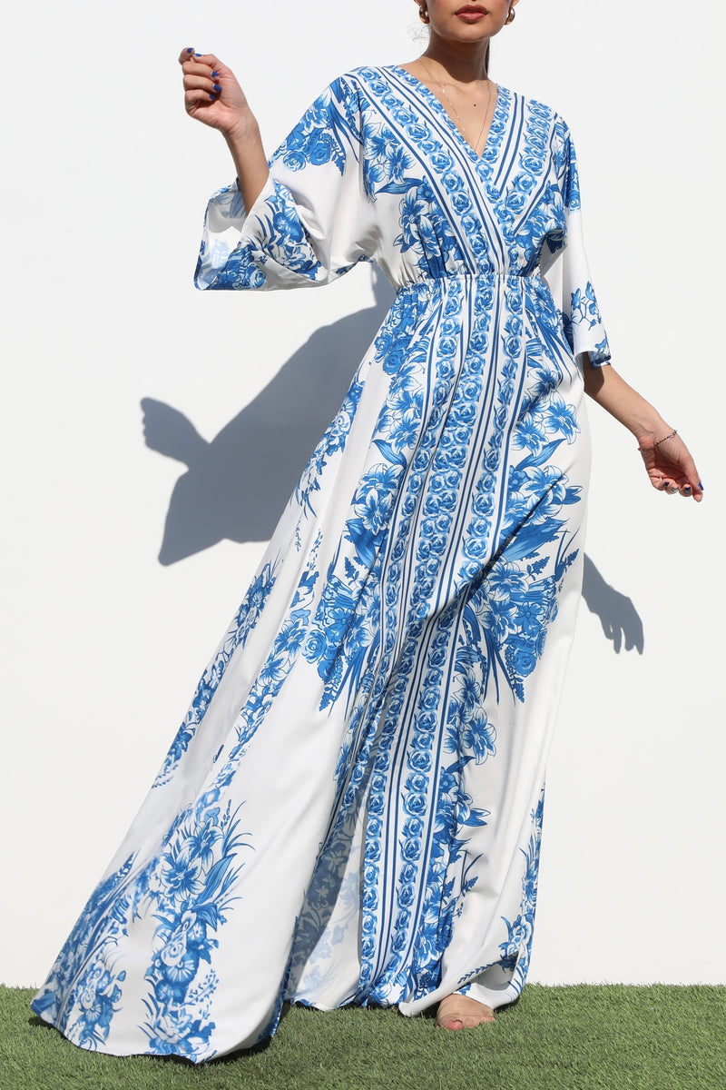 DD6942, PRINTED LOOSE FIT WOVEN MAXI DRESS