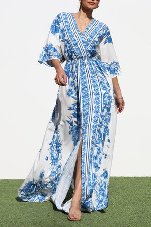 DD6942, PRINTED LOOSE FIT WOVEN MAXI DRESS