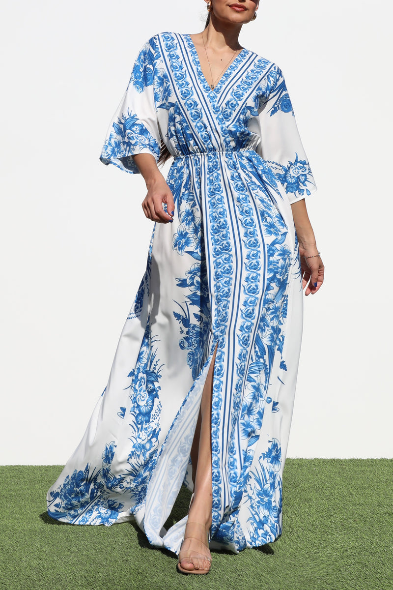 DD6942, PRINTED LOOSE FIT WOVEN MAXI DRESS