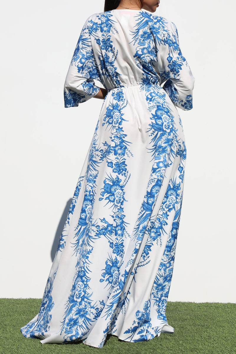 DD6942, PRINTED LOOSE FIT WOVEN MAXI DRESS