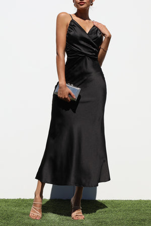 DD7208, V NECK WOVEN MIDI DRESSES